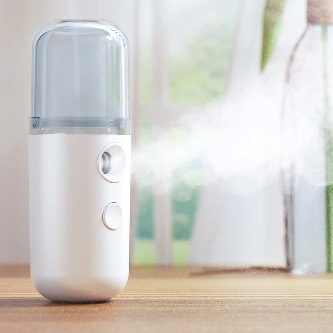 Spray Hidratare Faciala,Nano Ⅱ®,Igienizare, Curatare Ten, Abur Rece, Incarcare USB,30 ml, Alb