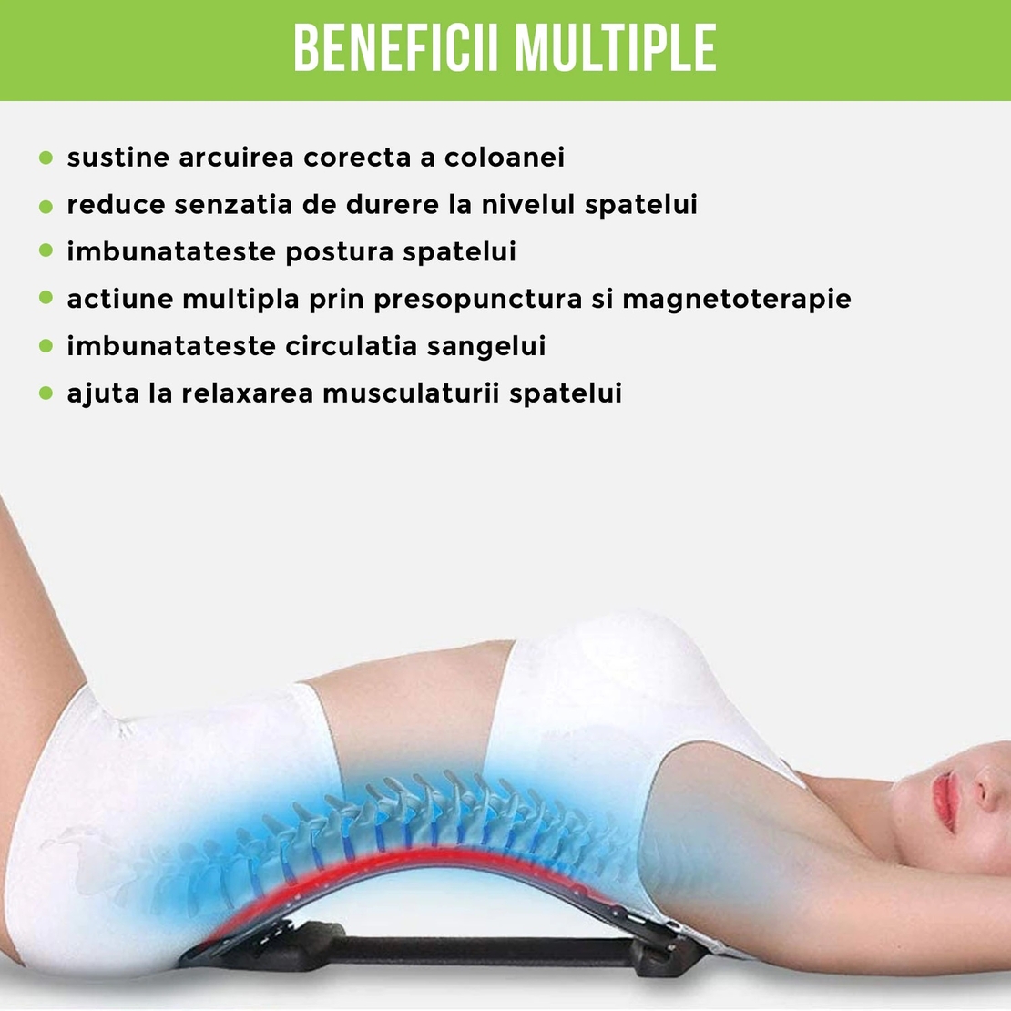 Dispozitiv de Masaj Lombar Neo™ cu Functie de Presopunctura si Stretching maxim 150 kg, Rosu