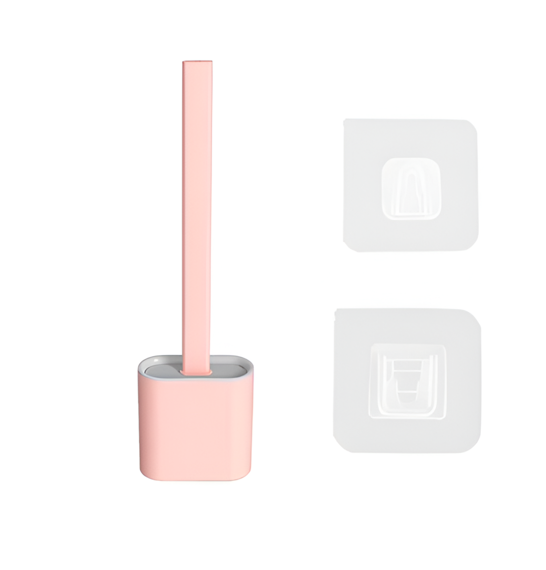 Perie de Silicon pentru Toaleta. cu Suport din Plastic, Aspect Modern, Roz, Neo™