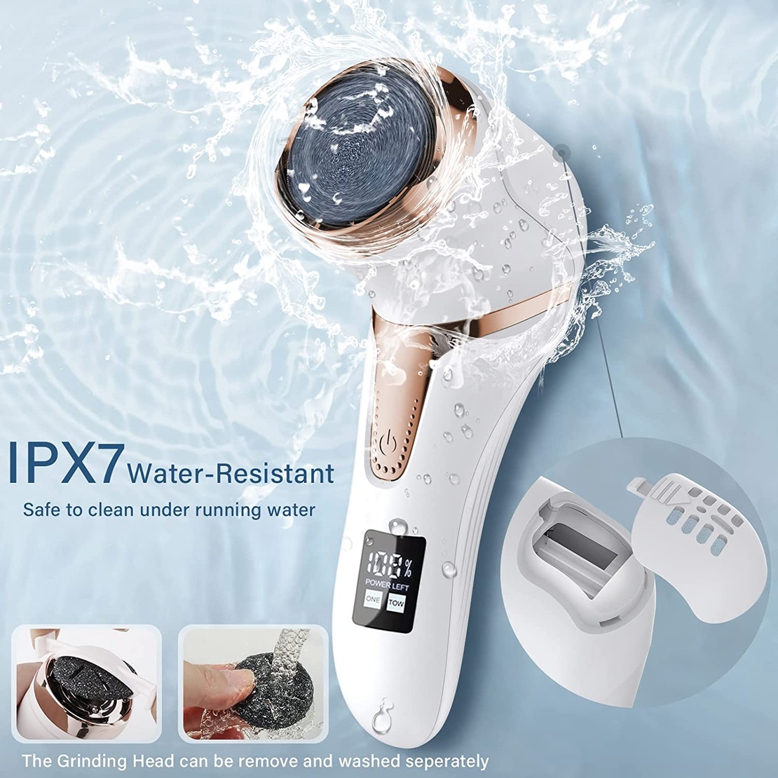 Aparat Profesional pentru indepartare bataturi Calus Premium Neo™ Foot Polisher Vacuum, cu aspirator, inlatura si pielea uscata, display digital, LED, incarcare USB, 2 role, 2700 rpm, V510 IPX7