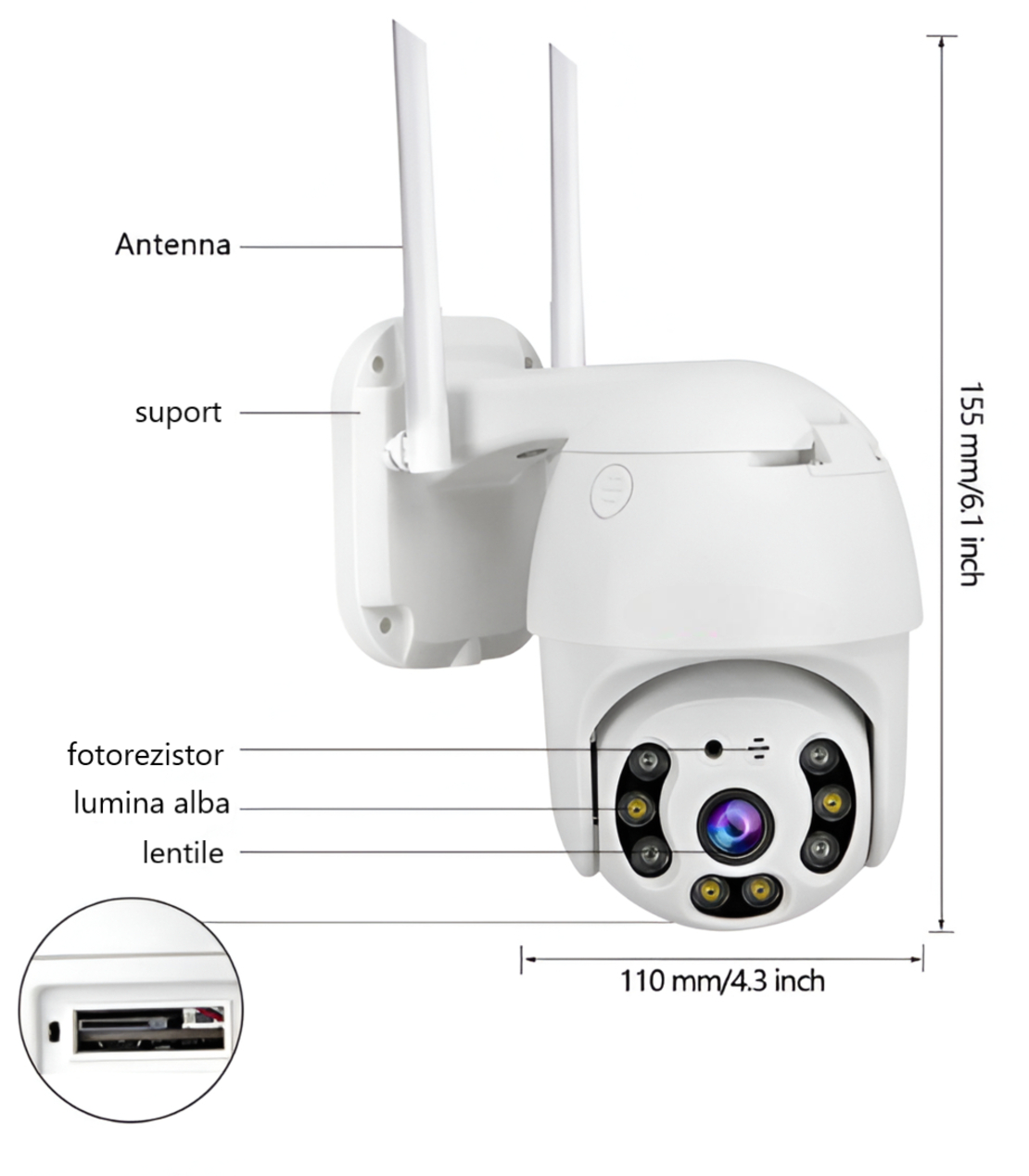 Camera de Supraveghere, Audio- Video, Wireless, de Exterior sau Interior, Full HD, 5.0 MP, Alba, Neo™