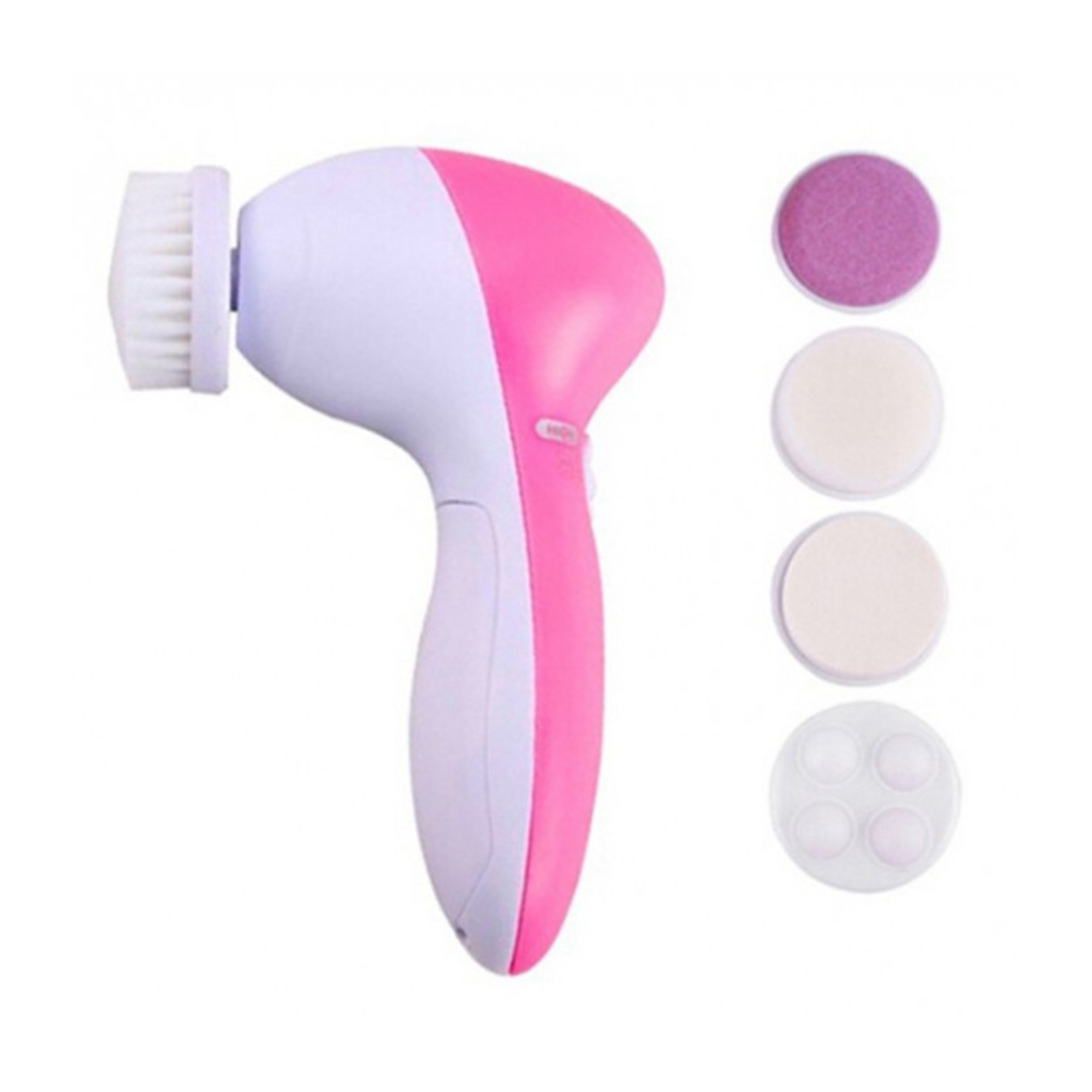 Perie Vangaloo de ingrijire faciala, masaj facial electric si demachiant, 5 in 1, roz