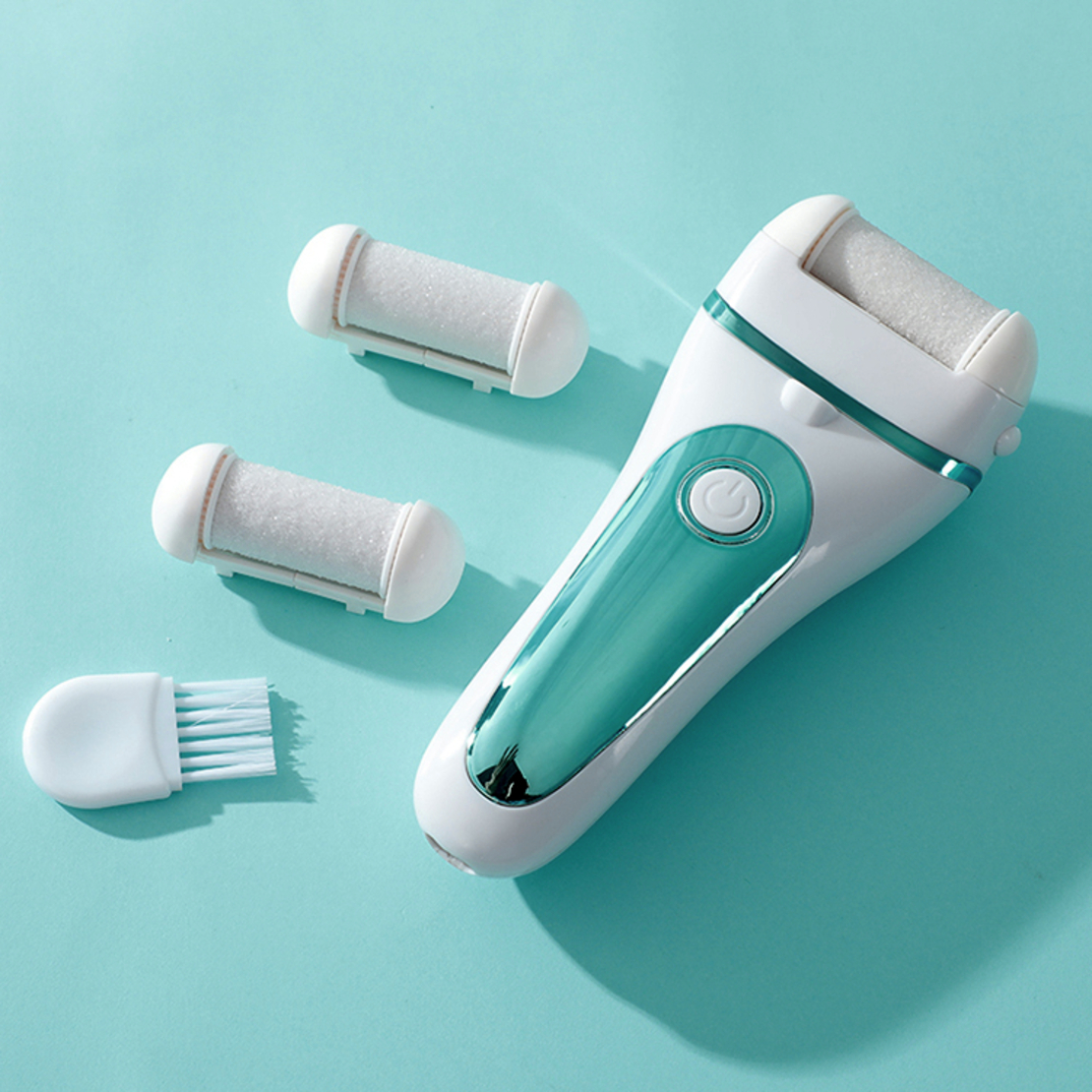 Aparat indepartare bataturi si piele uscata Calus Neo™ Foot Polisher V601, display digital, iluminare LED, incarcare USB, capat suplimentar si 3 role microminerale, 2000 rpm, Verde