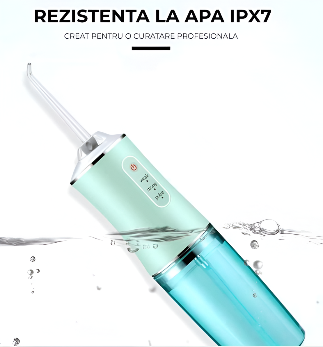 Irigator Bucal Neo™, Fara Fir, 3 moduri, Rezervor 230 ml, 1400-1800 impulsuri/minut, Verde