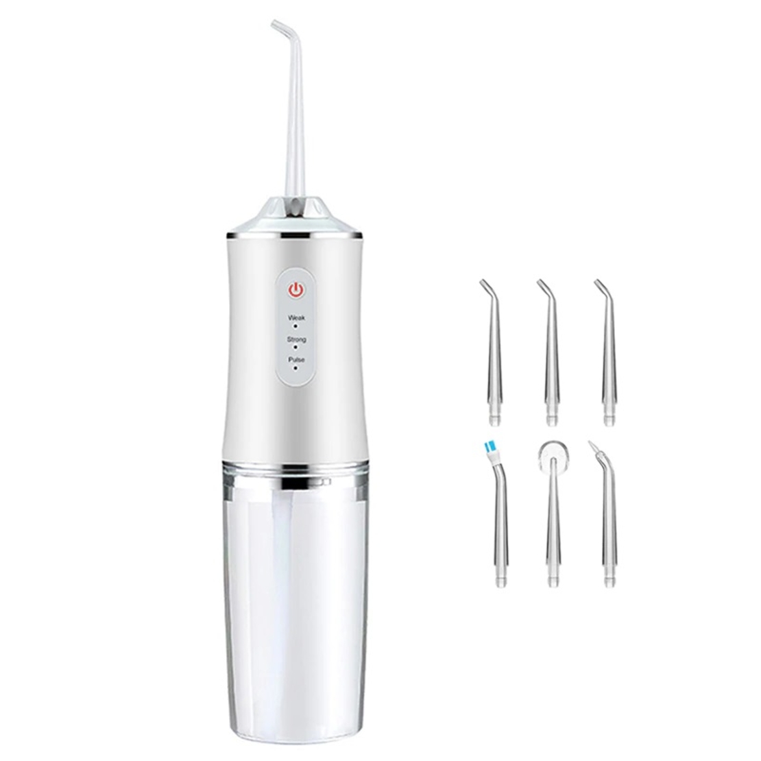Irigator bucal si oral profesional PPS Pulse® Neo™, 140 PSI, Functie masaj, rotatie 360°, portabil, 4 moduri, acumulator 1400mAh, 4 duze incluse, 220 ml, alb