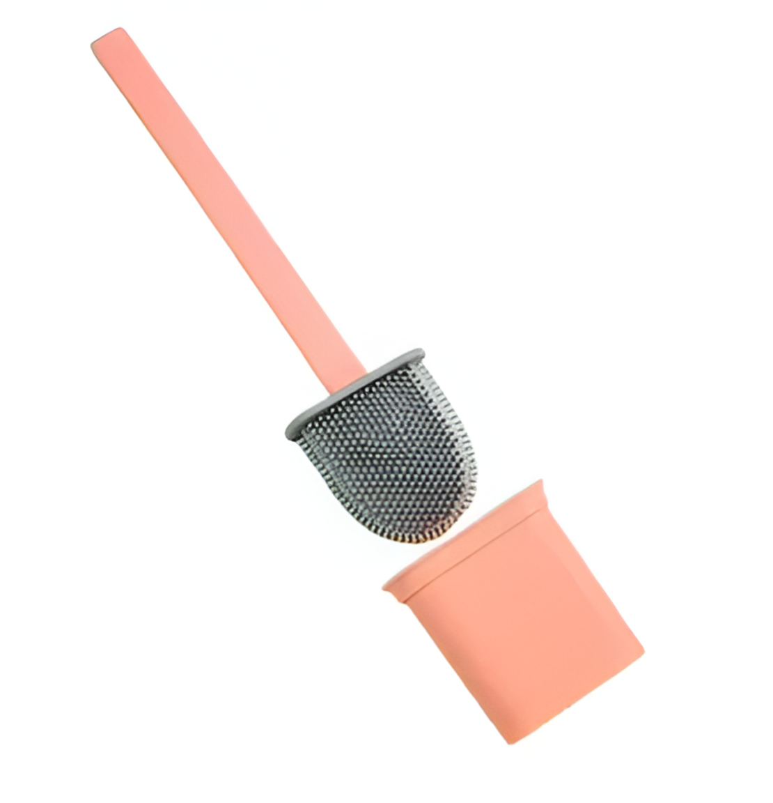 Perie de Silicon pentru Toaleta. cu Suport din Plastic, Aspect Modern, Roz, Neo™