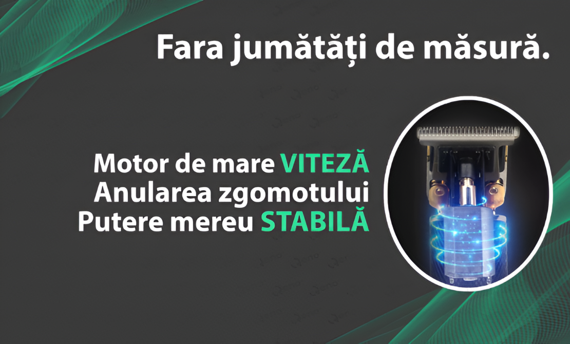 Masina de Tuns Profesionala pentru Barba si Contur, Fara Fir, Cu Lame din Otel Inoxidabil si Incarcare USB, Setari de 1.5mm, 3mm, 6mm si 9mm, Neagra, Neo™