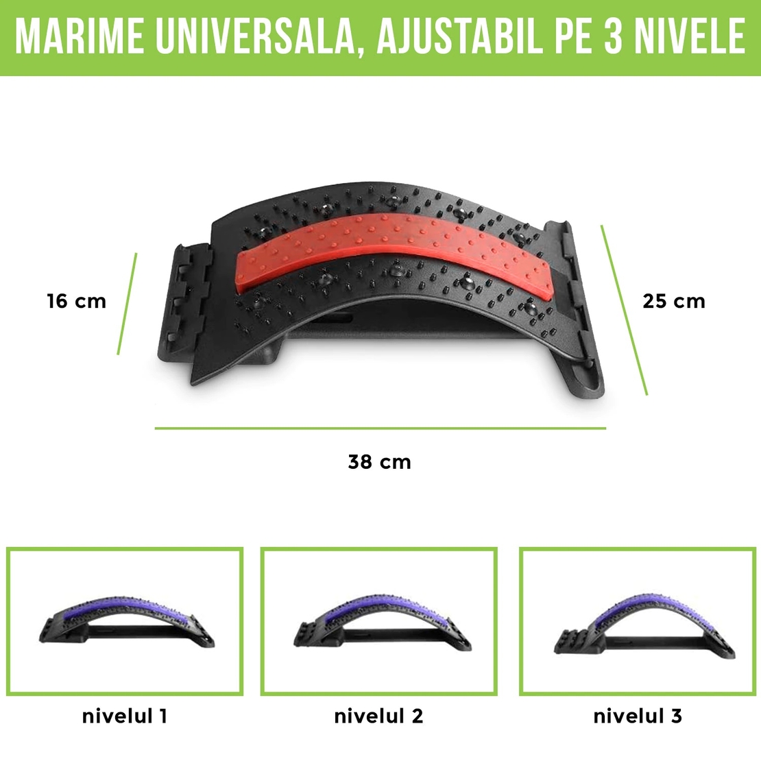 Dispozitiv de Masaj Lombar Neo™ cu Functie de Presopunctura si Stretching maxim 150 kg, Rosu