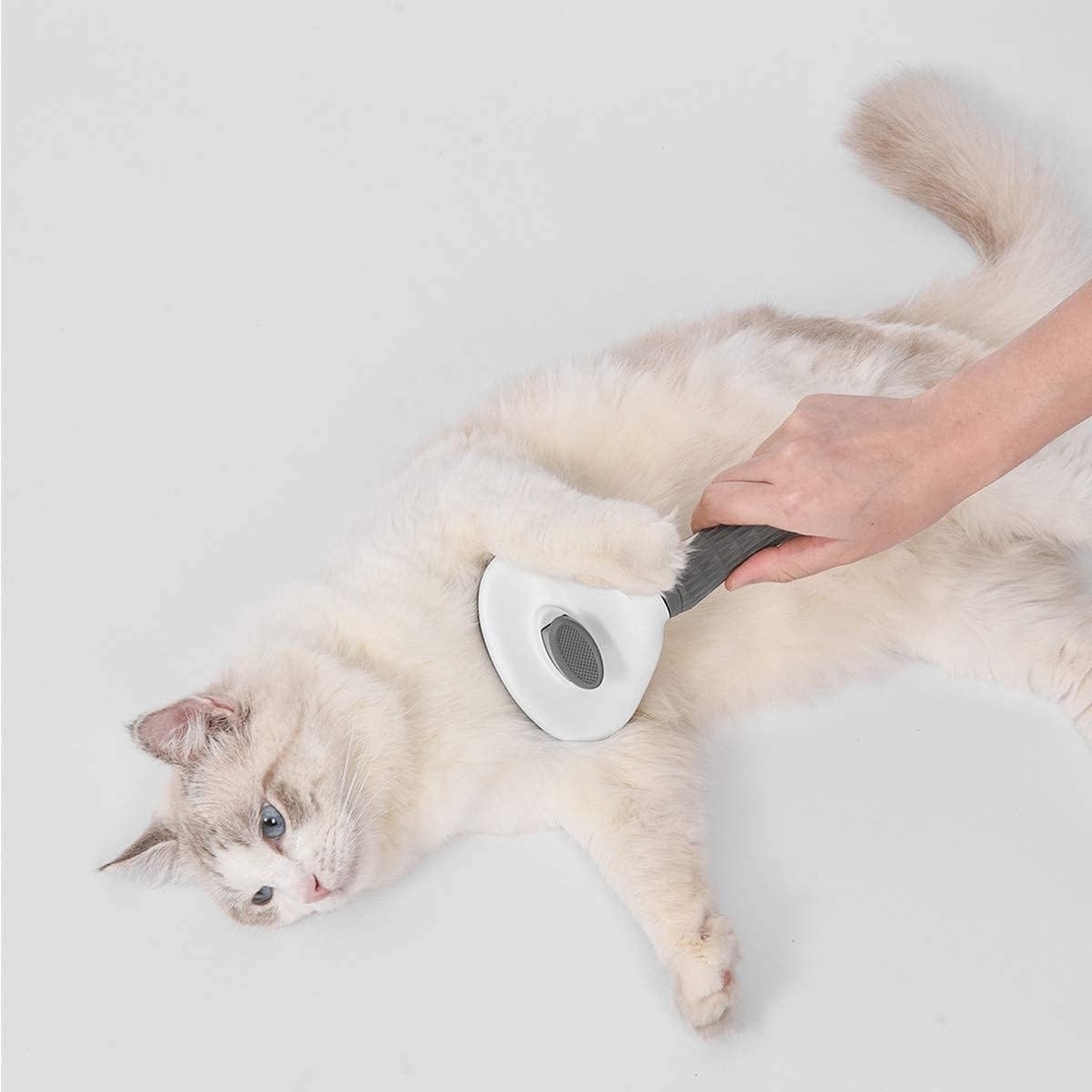 Set Format din Perie cu buton auto-curatare pentru animale, Neo™ Pet-Pet®, utila in curatarea si ingrijirea parului, 20x10x6 cm, pisici, caini, iepuri, gri si Perie pentru curatarea parului, 20x20x3 cm, gri