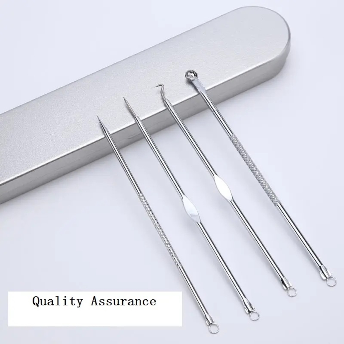 Set 6 pensete pentru extractie puncte negre, comedoane, acnee, ustensile cosmetice din inox, metalic, Neo™ Premium®
