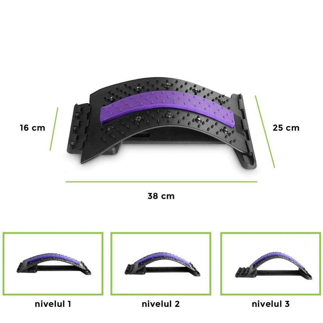 Dispozitiv de Masaj Lombar Neo™ cu Functie de Presopunctura si Stretching maxim 150 kg, Mov