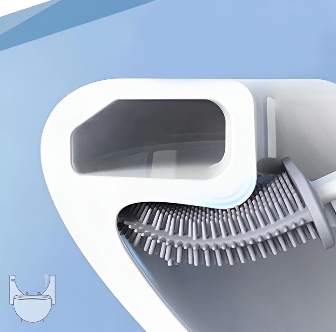 Perie de Silicon pentru Toaleta. cu Suport din Plastic, Aspect Modern, Albastru, Neo™