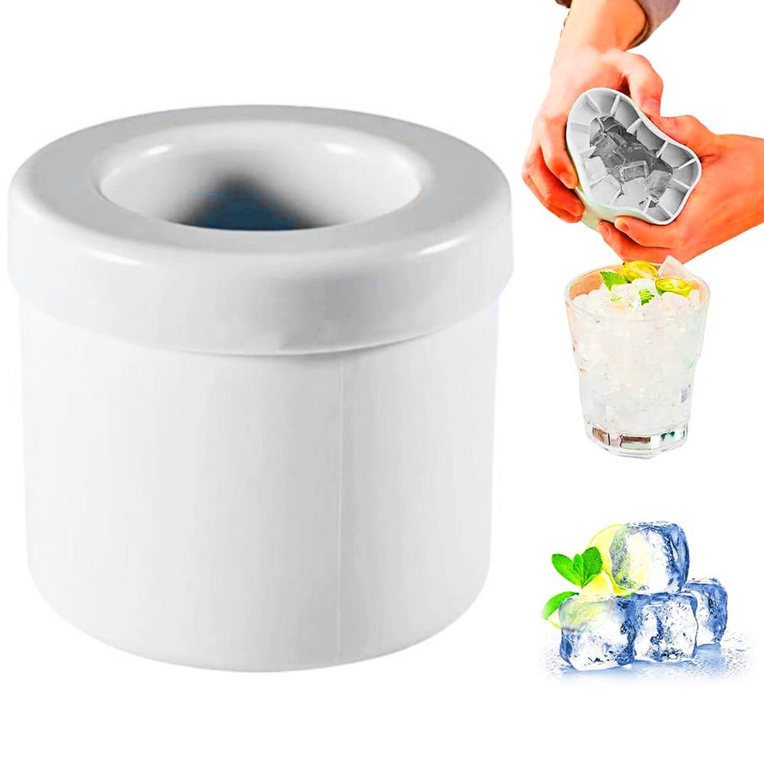 Forma Gheata Pentru Racirea Bauturilor, Neo™ Ice-Ice-Baby®, din Silicon Fara BPA, cu Capac, Alb-Galben