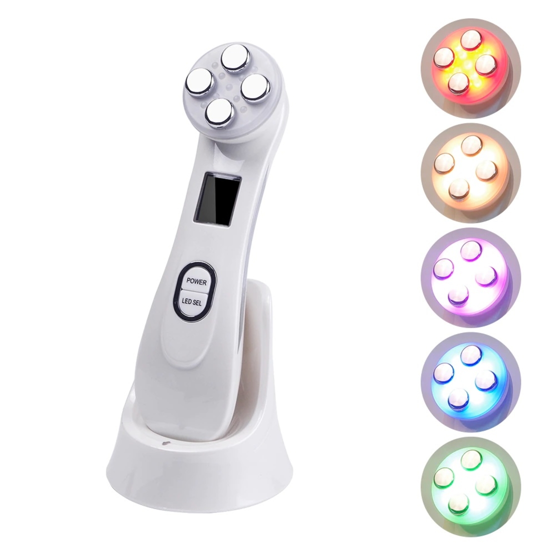 Aparat Profesional ingrijire faciala Rejuvenare cu Fotoni 5 in 1 Neo™ Photon, intinerire piele, efect anti-rid, tratament Electroporare, RF lumina LED, inchide porii, elimina acneea, Alb