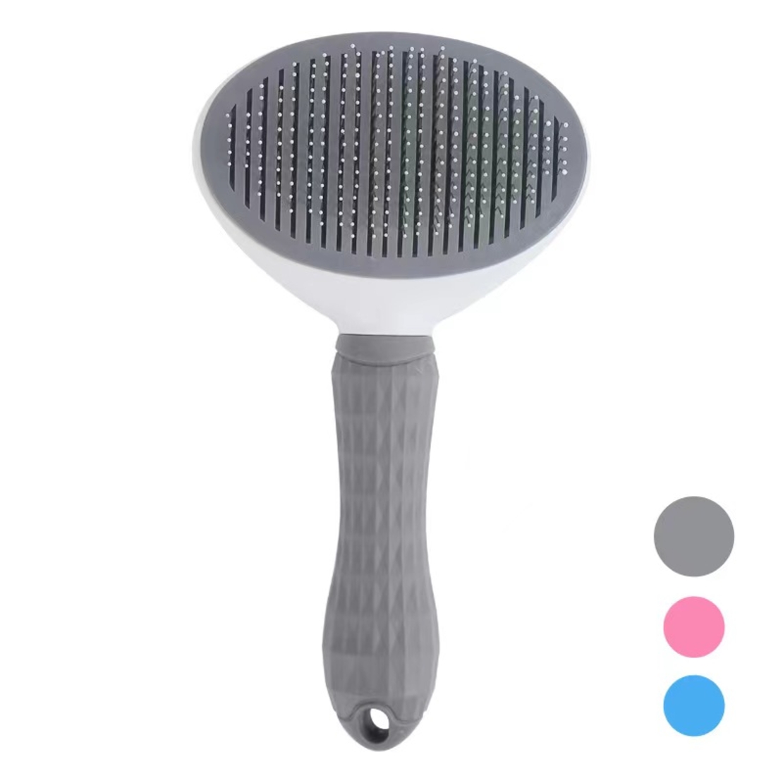 Set Format din Perie cu buton auto-curatare pentru animale, Neo™ Pet-Pet®, utila in curatarea si ingrijirea parului, 20x10x6 cm, pisici, caini, iepuri, gri si Perie pentru curatarea parului, 20x20x3 cm, gri