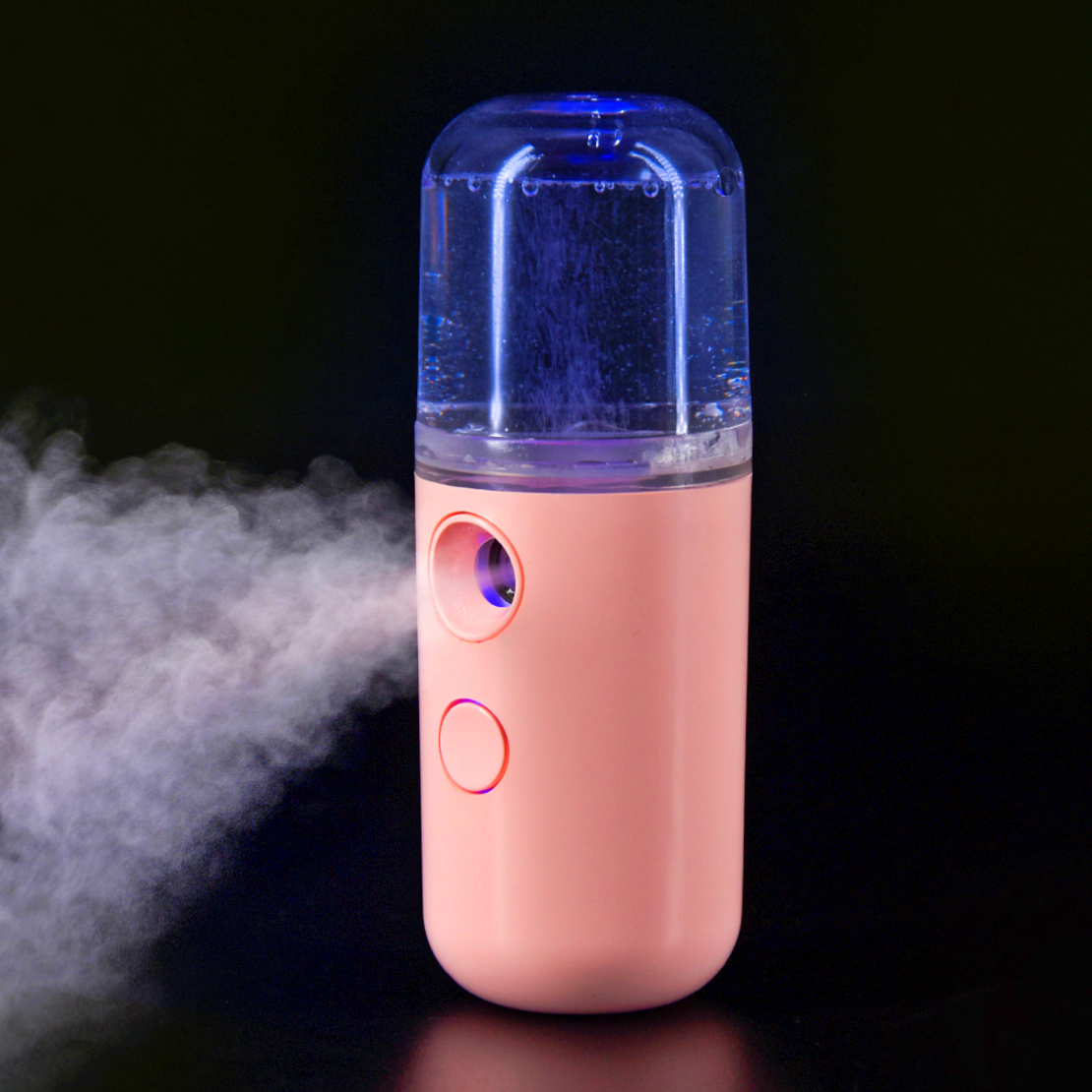 Pulverizator Mini Spray Neo Nano Premium, hidratare corp si ten, Curatare faciala profunda, Portabil, Incarcare USB, 30 ml, mini, Roz