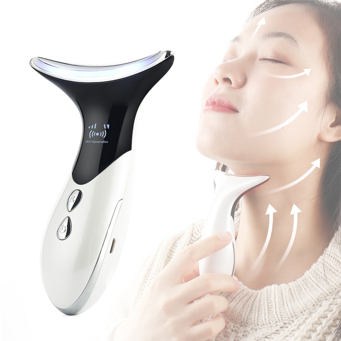 Dispozitiv de Lifting si Rejuvenare Faciala 3 in 1 Neo Premium, cu functii multiple, curatare, masaj antirid, inchidere pori, Silver Blue