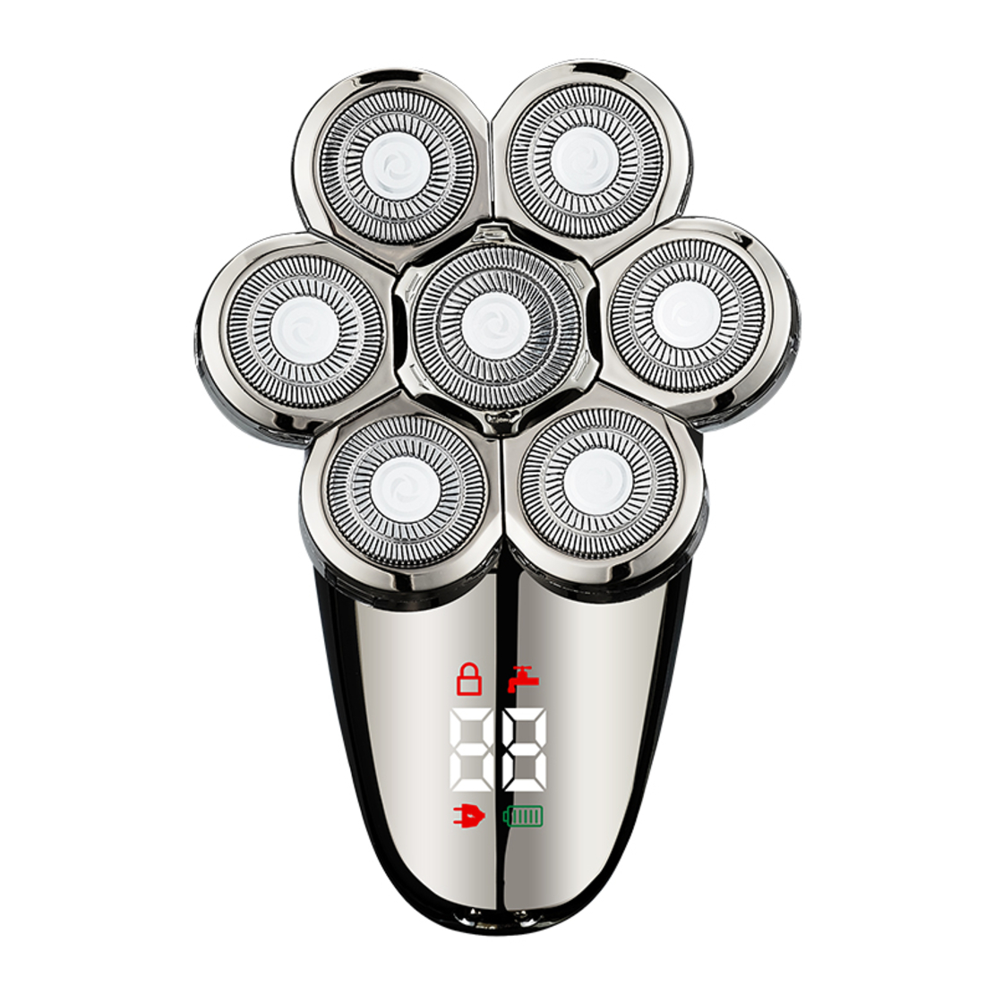 Aparat de ras electric 7D, Neo™ 7 Blade Samurai®, multifunctional, fara fir, incarcare USB, 100% rezistent la apa, 7 lame independente, usor de curatat, sistem 7 in 1, Silver