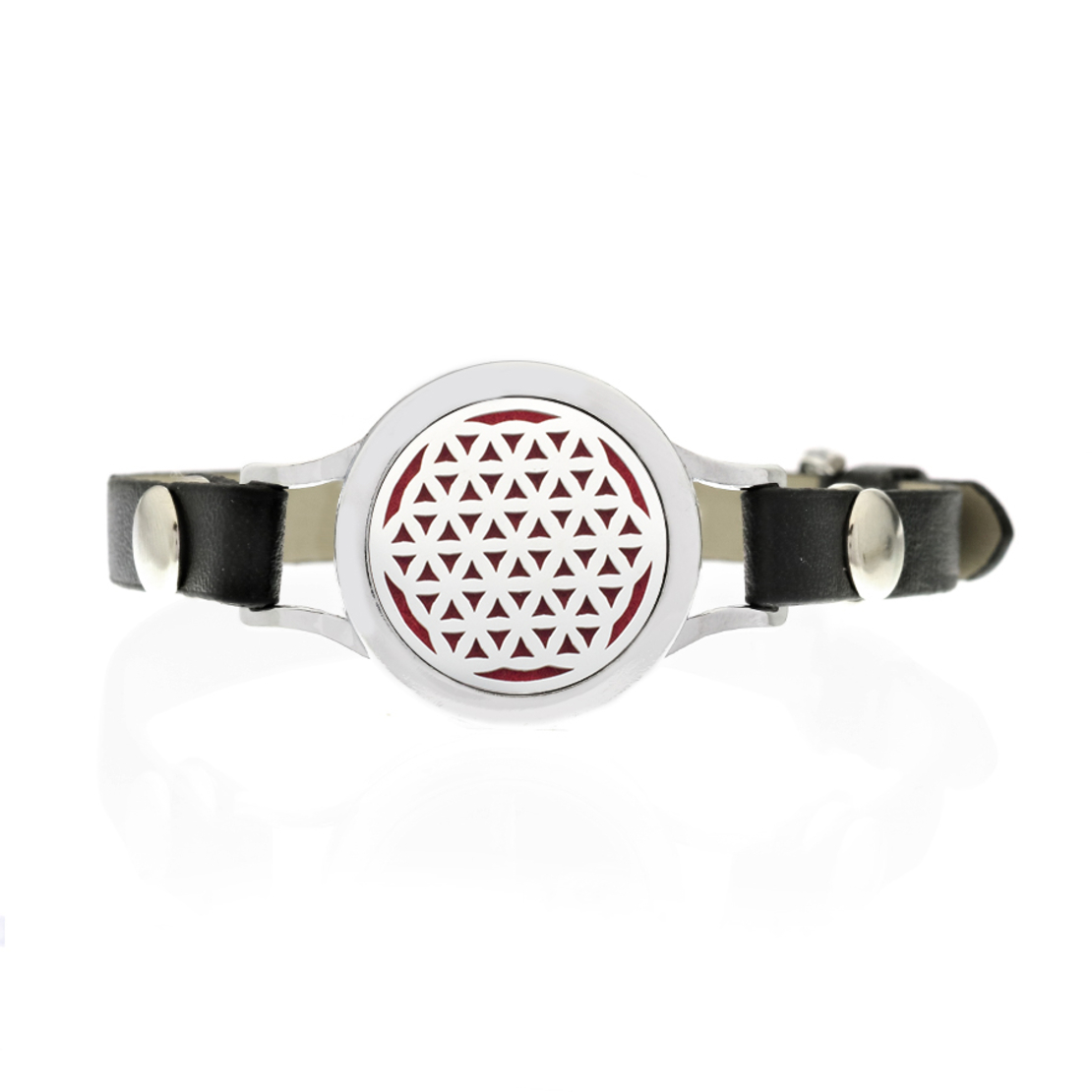 Bratara cu aromoterapie Neo™ WJ043, Sphere Red, eco-friendly, aliaj de zinc si piele ecologica