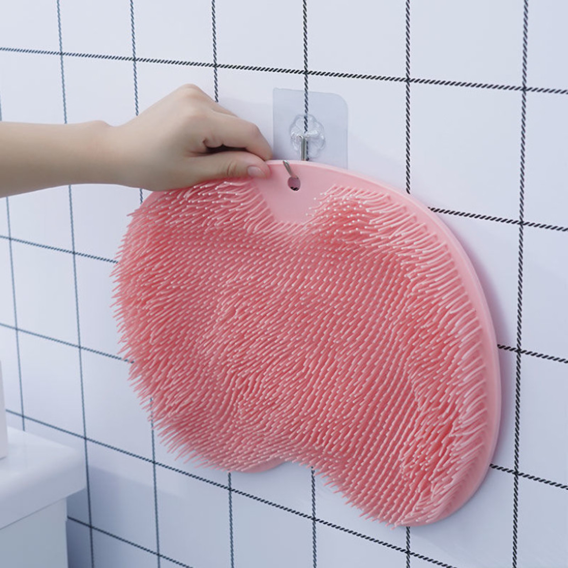 Covoras pentru baie sau dus, 2 in 1 din silicon pentru masaj, antiaderent, functie Masaj Picioare, Curatare spate, Neo™ Bath®, 30 x 30, Roz