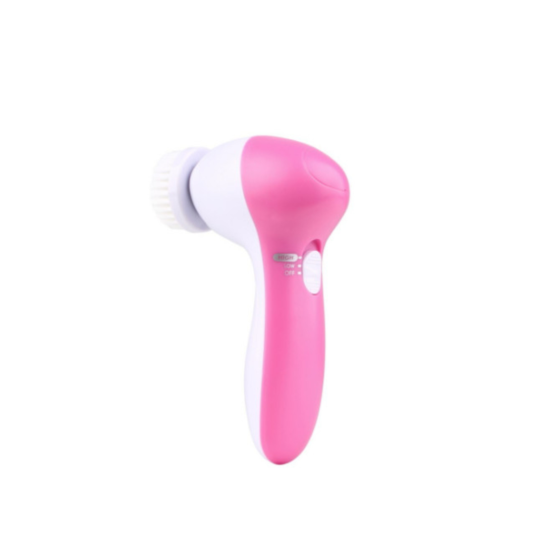 Aparat pentru curatare faciala si masaj 5 in 1, masaj si functie de ingrijire, 2 viteze, functie de reglare a vitezei, 5 capete perii interschimbabile,13x7cm, alb/roz