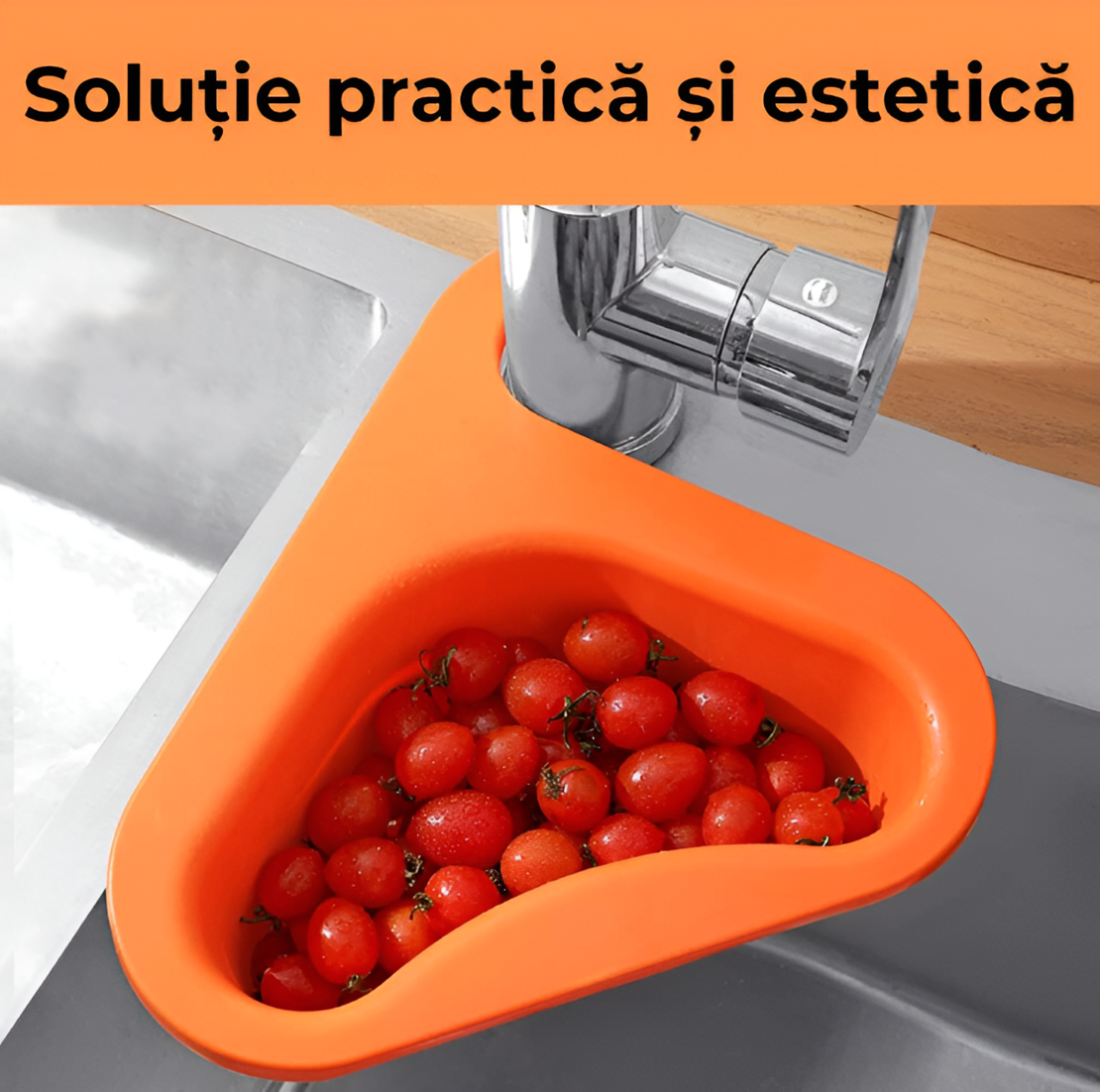 Cosulet de Scurgere Neo™ pentru Chiuveta, Forma de Lebada, Prindere de Baterie, Portocaliu