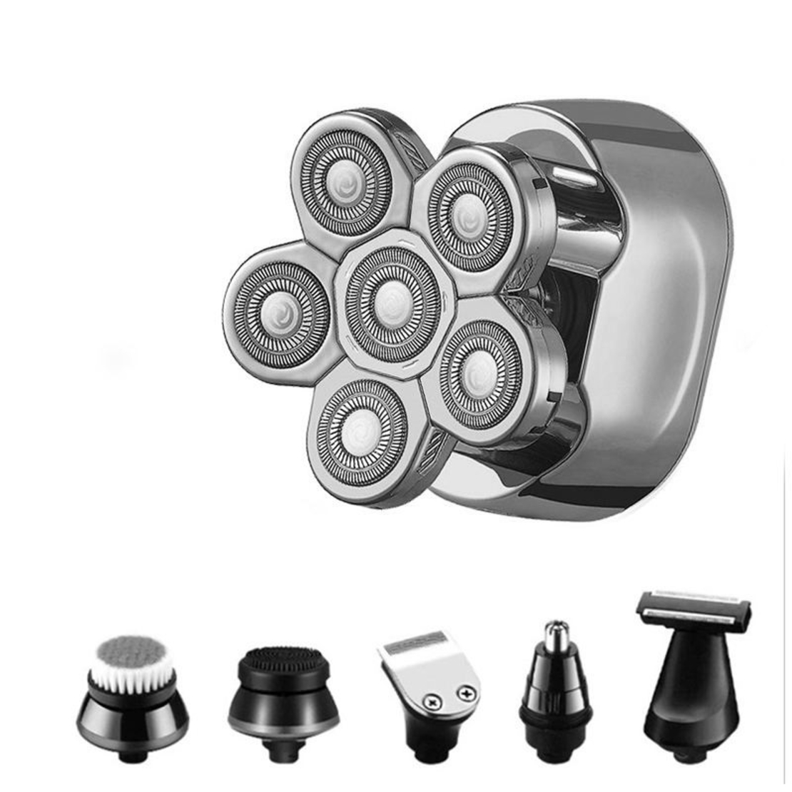 Aparat de ras electric 6D, Neo™ 6 Blade Samurai®, multifunctional, fara fir, incarcare USB, 100% rezistent la apa, 6 lame independente, usor de curatat, sistem 6 in 1, Silver