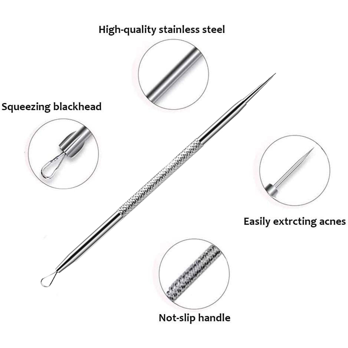 Set 7 ustensile puncte negre, NOUSEG, Inox, Argintiu