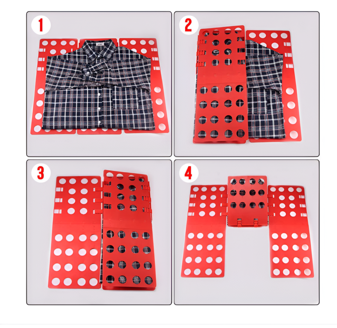 Dispozitiv Profesional pentru Impaturit Haine, Potrivit pentru Adulti, Marimile S/M/L/XL, Rosu, Neo™
