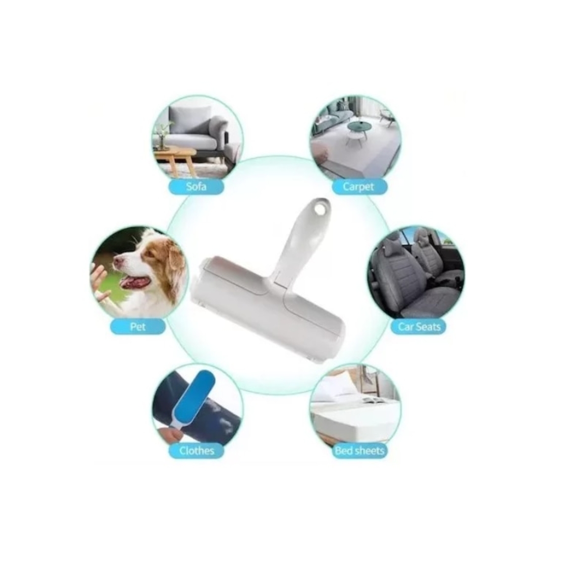 Perie cu Rola si barete de cauciuc, Neo™ Pet®, cu compartiment pentru colectarea blanii si parului, utila in Curatarea Parului de Animale, Lavabila Reutilizabila, Albastru