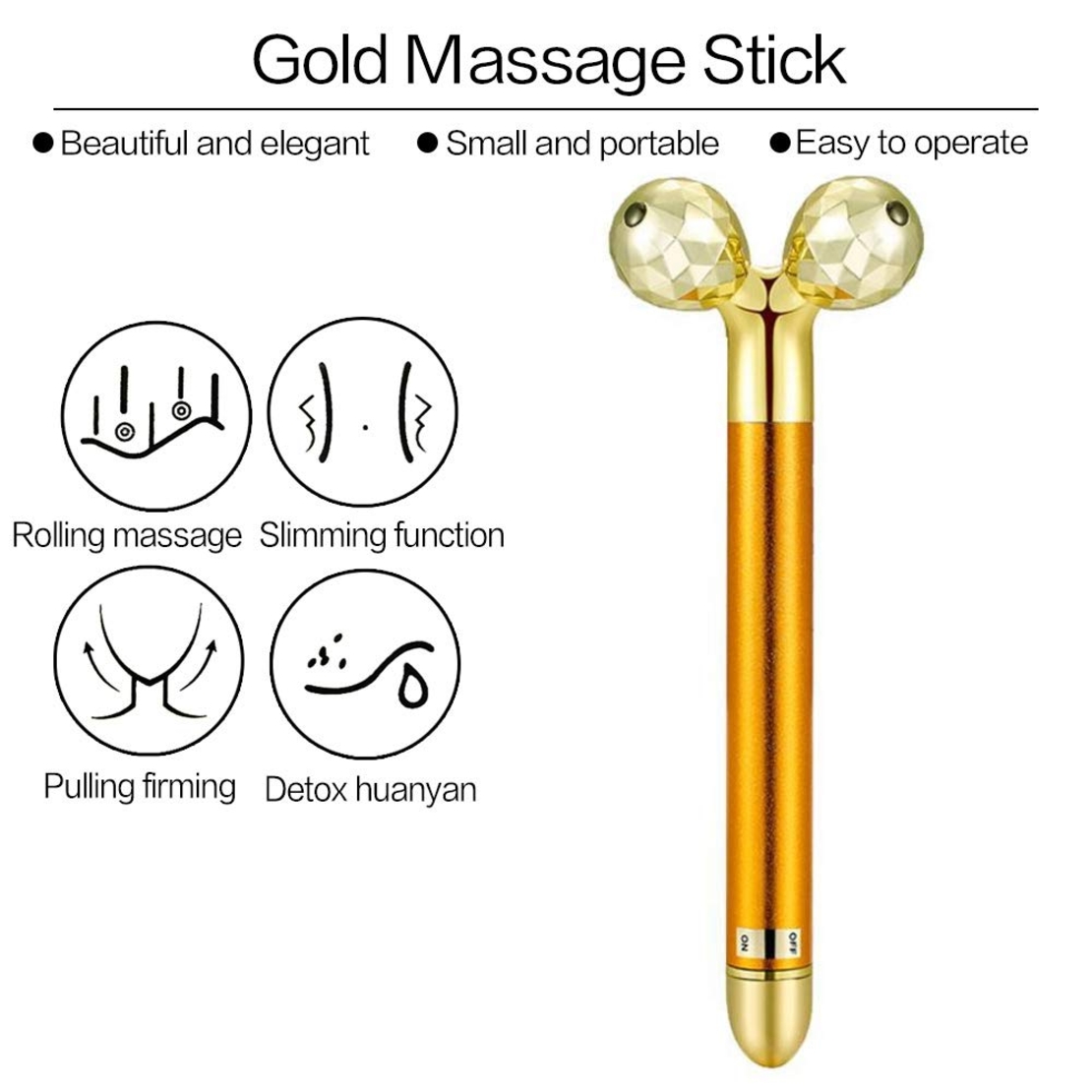 Set Aparat Masaj Facial Profesional Neo™ Beauty Energy T Shape Bar si Aparat Masaj Facial Profesional, Neo™ Beauty Energy 3D Shape, 24K Gold, Efect de Lifting Facial si Revitalizare a Tenului, Anti-Rid
