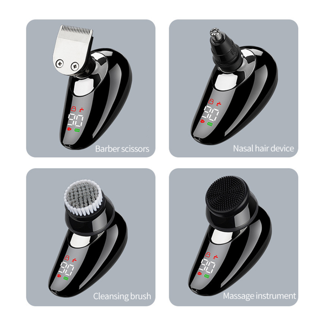 Aparat de ras electric 7D, Neo™ 7 Blade Samurai®, multifunctional, fara fir, incarcare USB, 100% rezistent la apa, 7 lame independente, usor de curatat, sistem 7 in 1, Silver