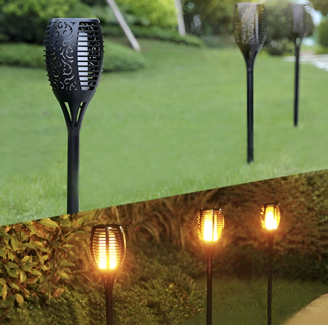 Lampa Solara pentru Gradina, Tip Faclie, Lumina Calda, ABS, 12 LED, 3.7V, 7x51 cm, Neo™