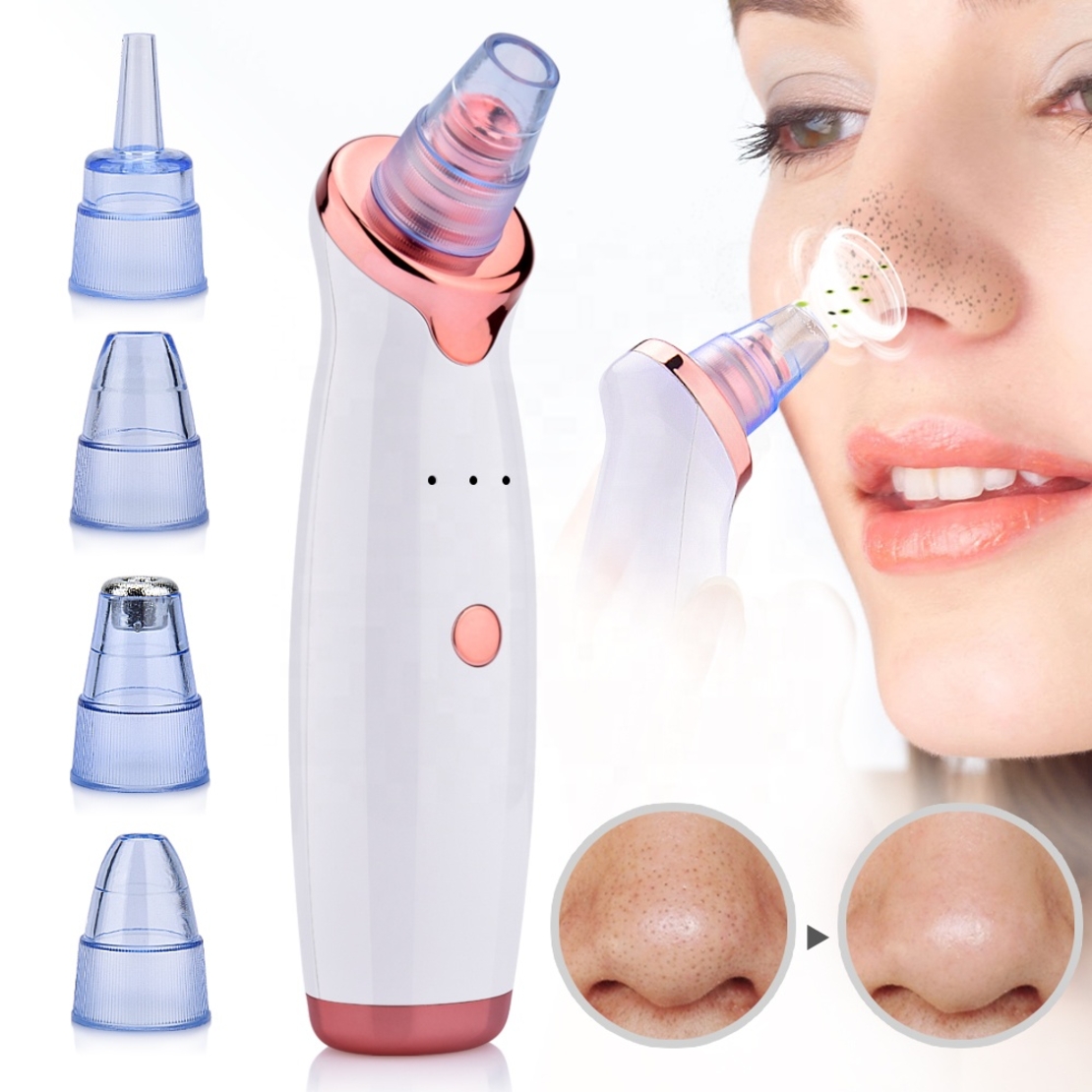 Set cu Aparat indepartare puncte negre, Neo™, cu vacuum, 5 capete, Curatare faciala, indepartare Acnee, USB, Alb si Trusa Profesionala 4 Pensete