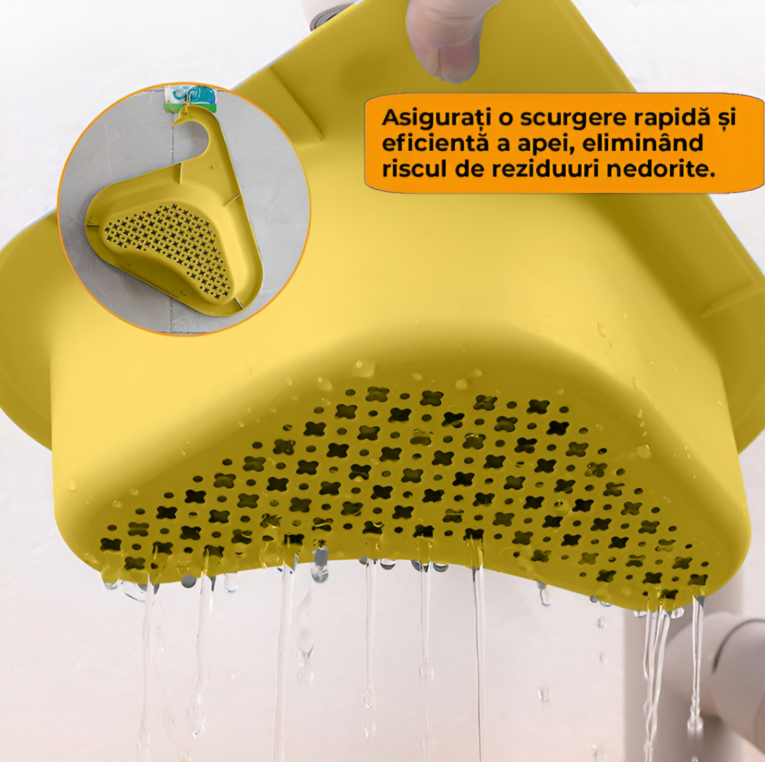 Cosulet de Scurgere Neo™ pentru Chiuveta, Forma de Lebada, Prindere de Baterie, Galben