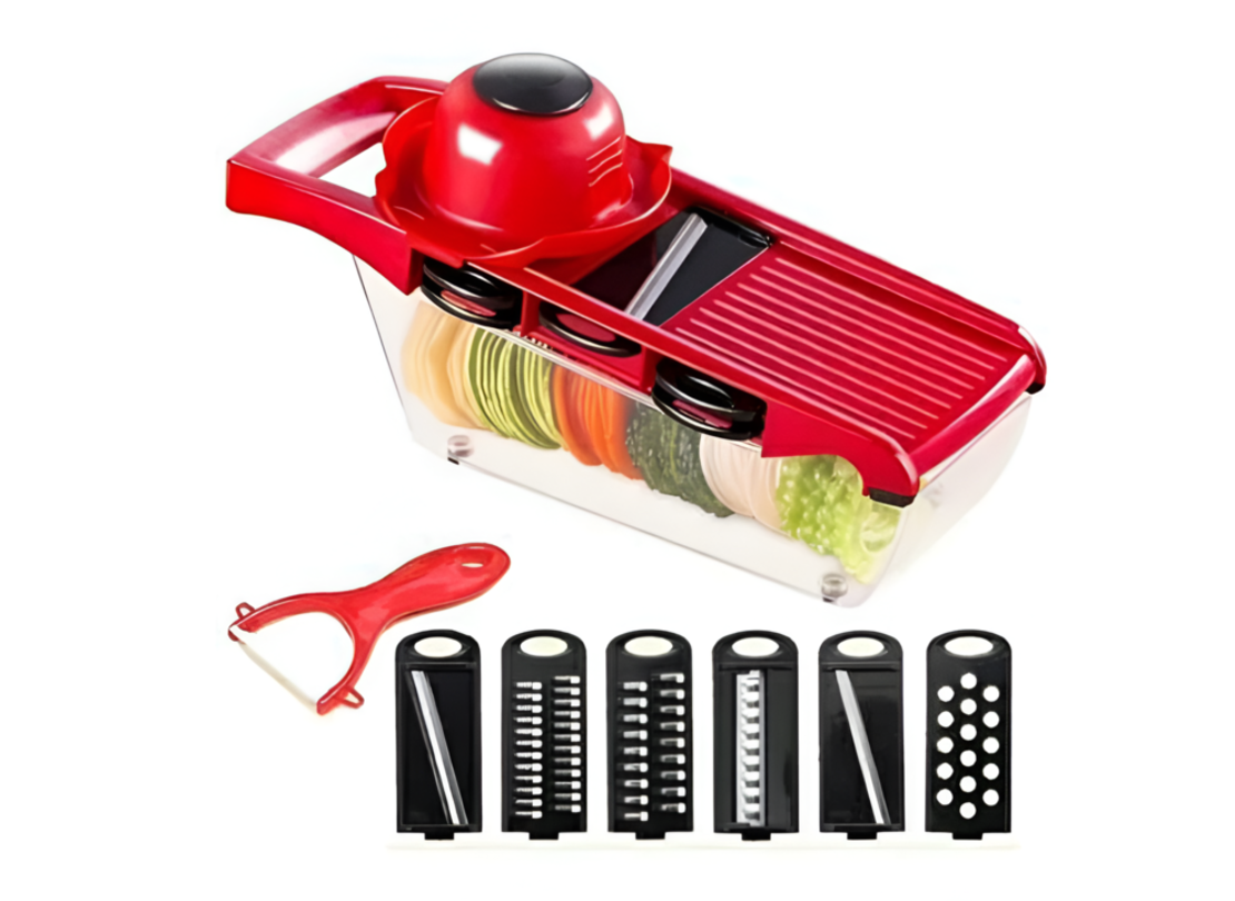 Set Razatoare Neo™ 10 in 1, pentru Taiere si Razuire a Legumelor si Fructelor, Rosu