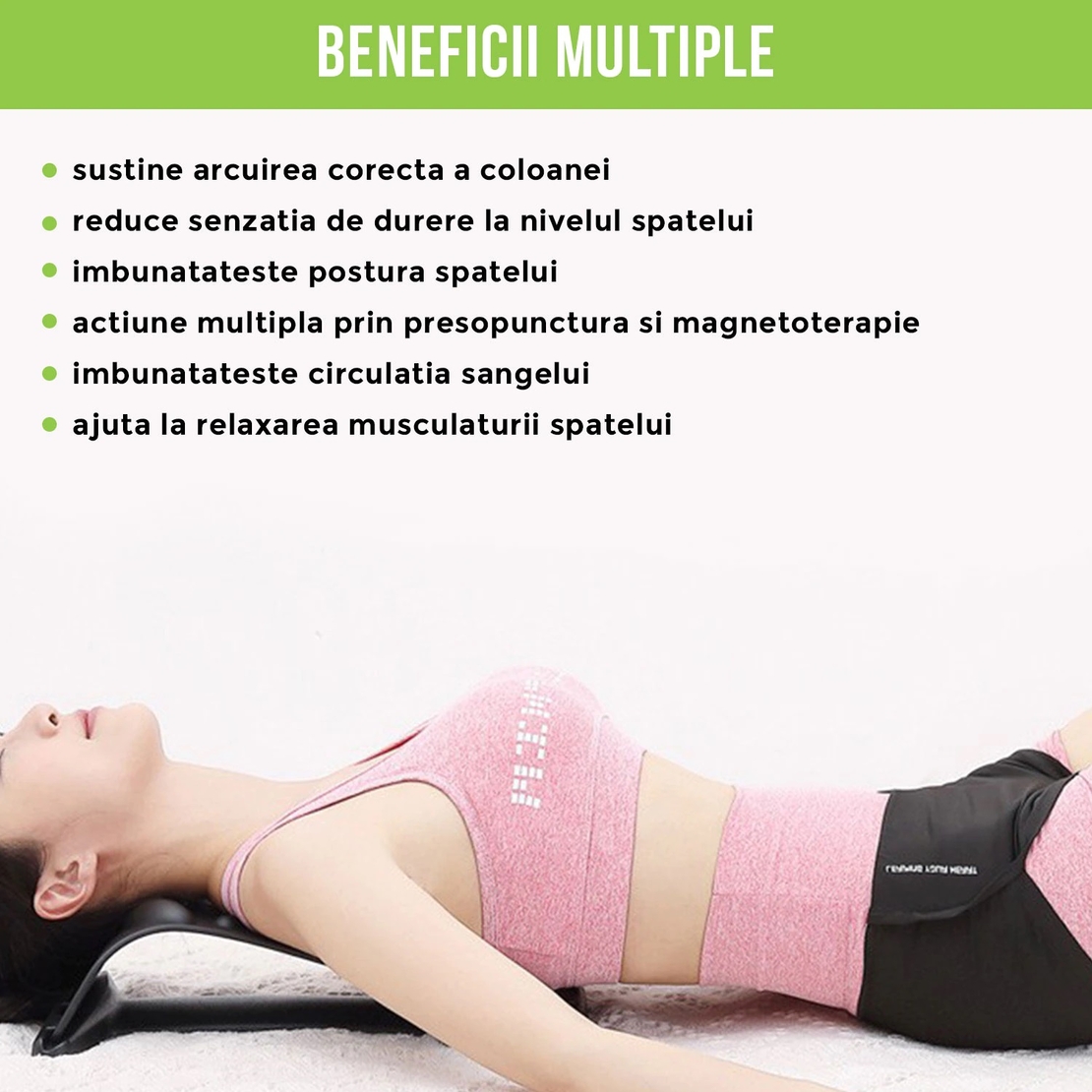Dispozitiv de Masaj Lombar Neo™ cu Functie de Presopunctura si Stretching maxim 150 kg, Rosu
