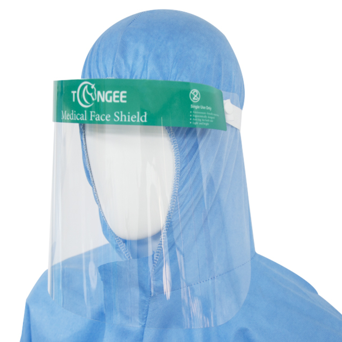 Set 5 Viziere Profesionale de protectie faciala reutilizabile, foarte usoare, comode, din plastic cu suport burete pe frunte, 33x22 cm, Neo Green Guard