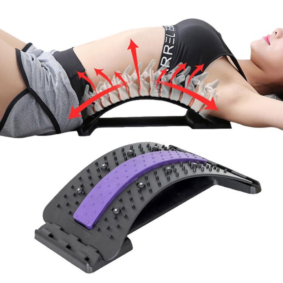 Dispozitiv de Masaj Lombar Neo™ cu Functie de Presopunctura si Stretching maxim 150 kg, Mov