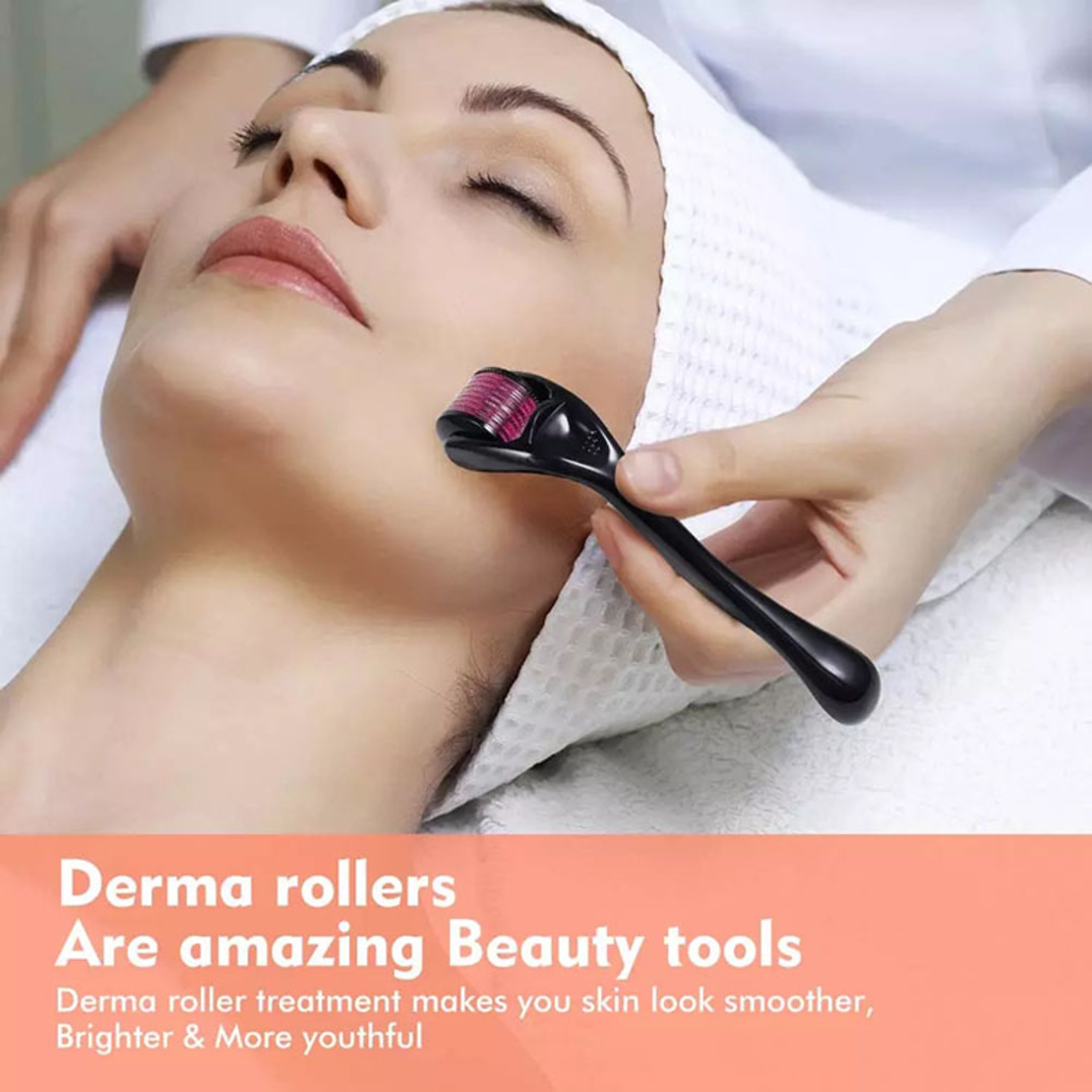 Aparat masaj facial Professional Neo™ Derma Roller Plus pentru regenerarea pielii si reducerea ridurilor si cicatricilor, 540 ace din titan