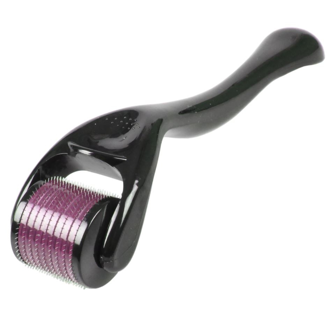 Aparat masaj facial Dermaroller pentru regenerarea pielii, cu 540 ace, negru/gri, 13 cm