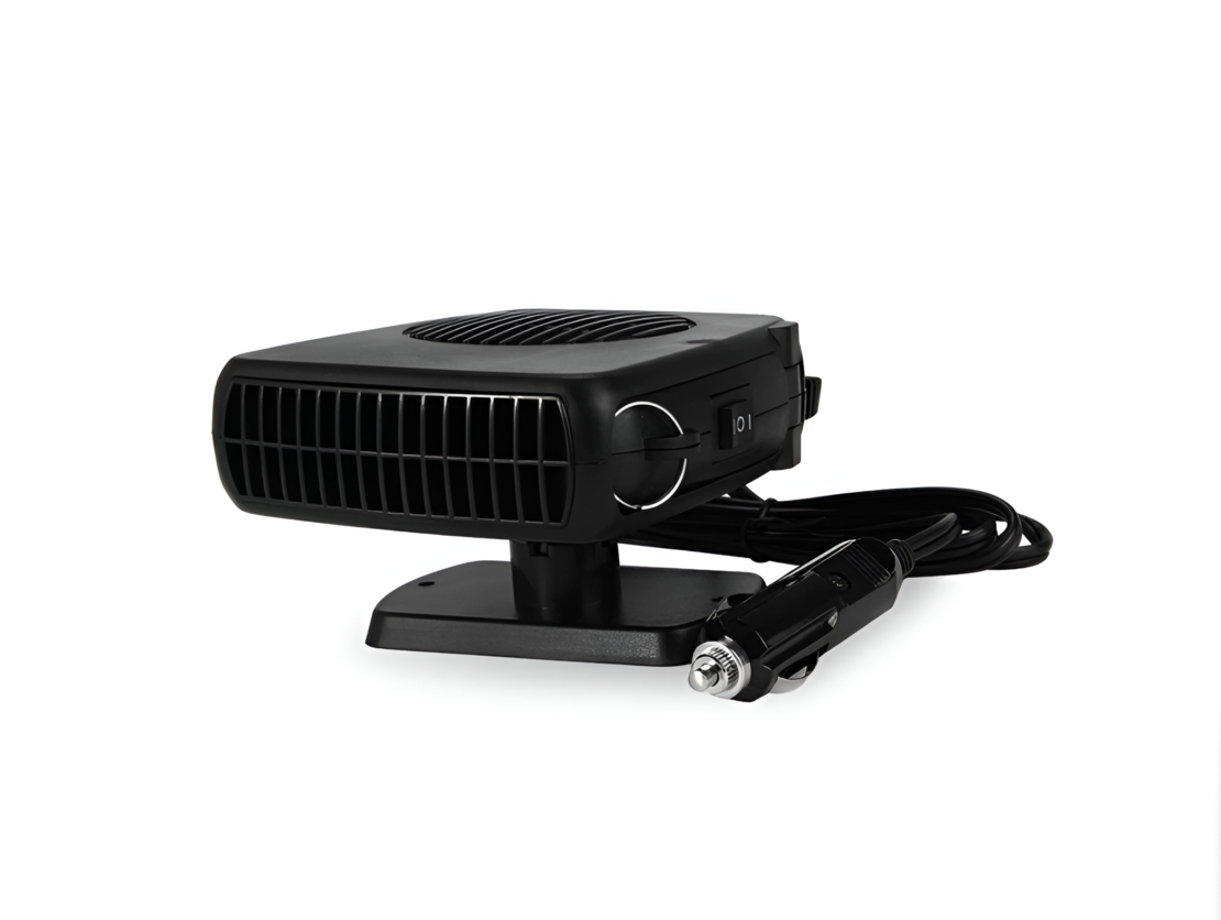 Aeroterma Auto 200W pentru Alimentare la Priza Auto 12V - Functie de Aer Calde si Rece, Culoare Negru, Buton On/Off, MKT™