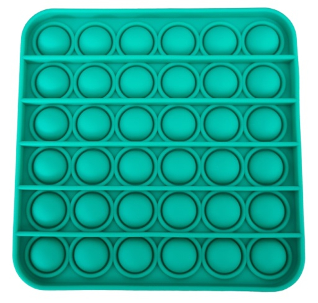 Jucarie antistres din silicon, Push Pop Bubble, Pop It, Neo Toy, forma patrat, Verde, 12x12x1.5cm