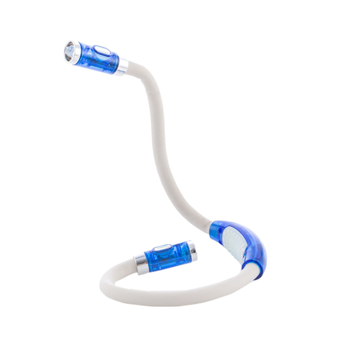 Lampa De Lectura Cu Leduri, Innovagoods, Home Led, Fabricata Din Sarma Flexibila, Cauciuc Si Plastic, Design Modern Si Original, Se Potriveste Perfect In Jurul Gatului, Material Flexibil, 4 Leduri Albe, 2 x 56 cm, Alb/Albastru