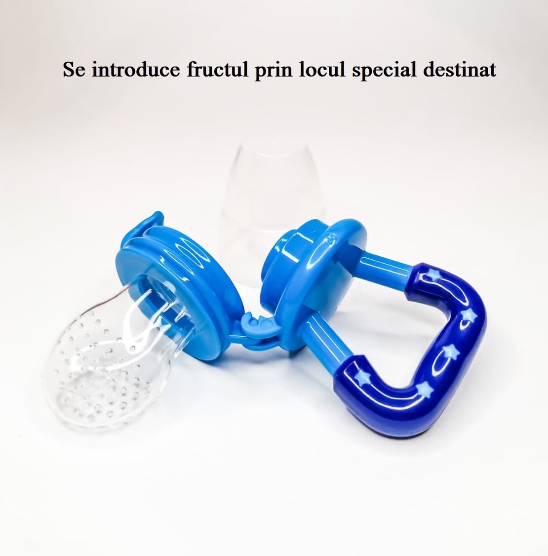 Suzeta cu compartiment pentru fructe si alte alimente fara BPA culoare albastru
