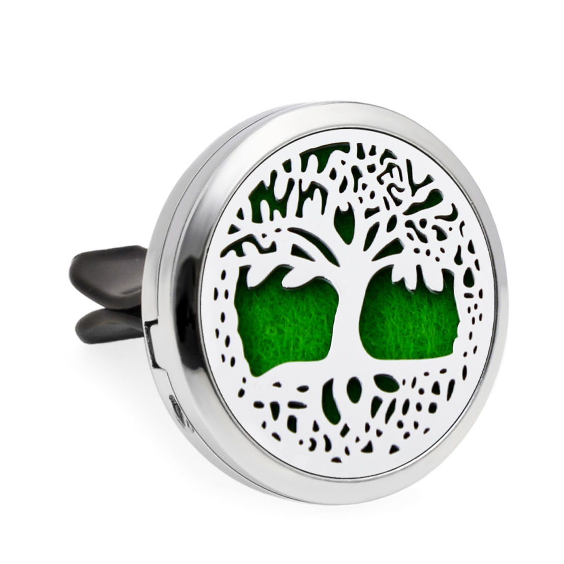Difuzor auto aromoterapie Neo™ HG823, Tree of Life Strong Roots, 1 pad burete inclus, cu uleiuri esentiale, eco friendly, otel inoxidabil