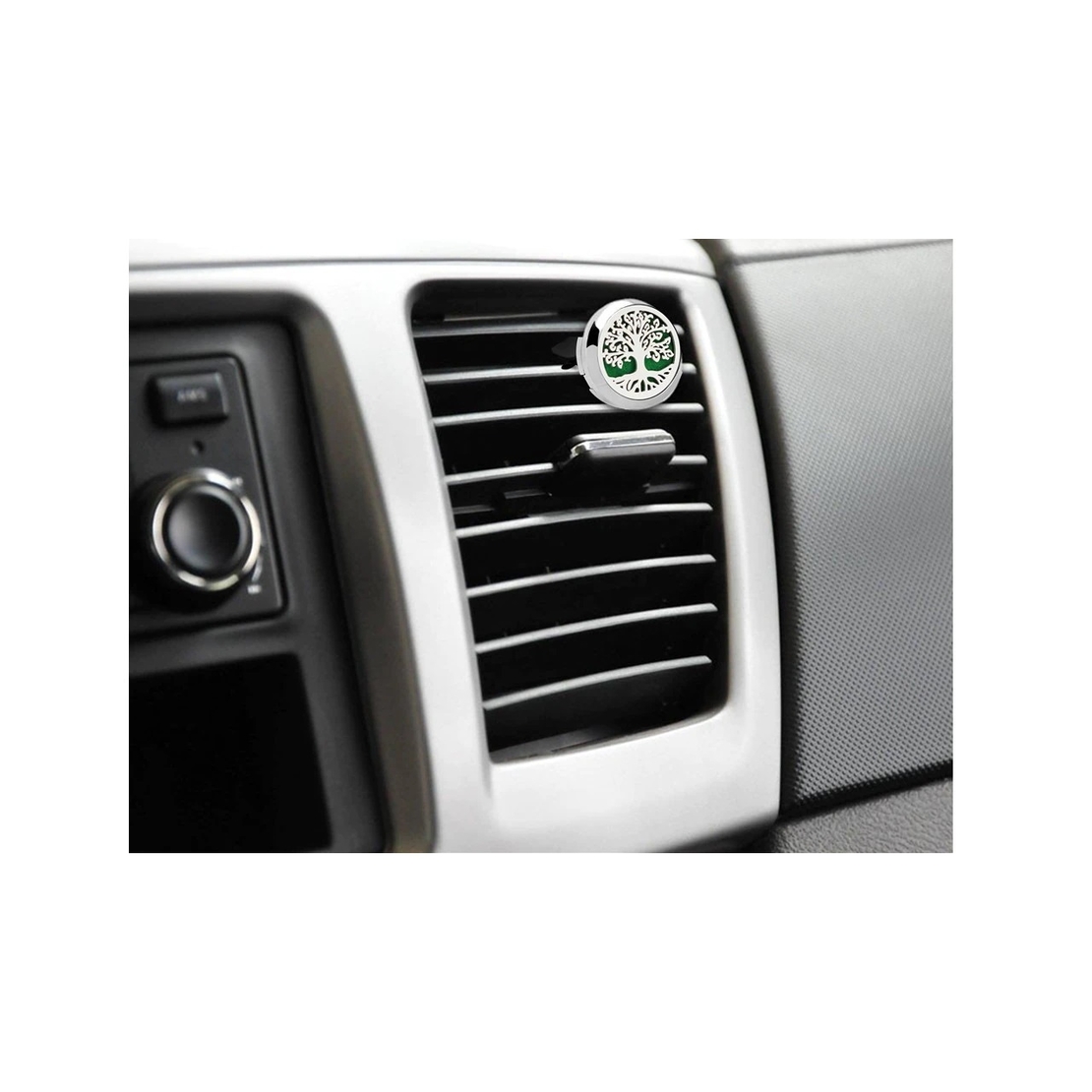 Difuzor auto aromaterapie Neo™ Aroma®, pentru uleiuri esentiale, Tree of Life, 1 pad burete inclus, argintiu