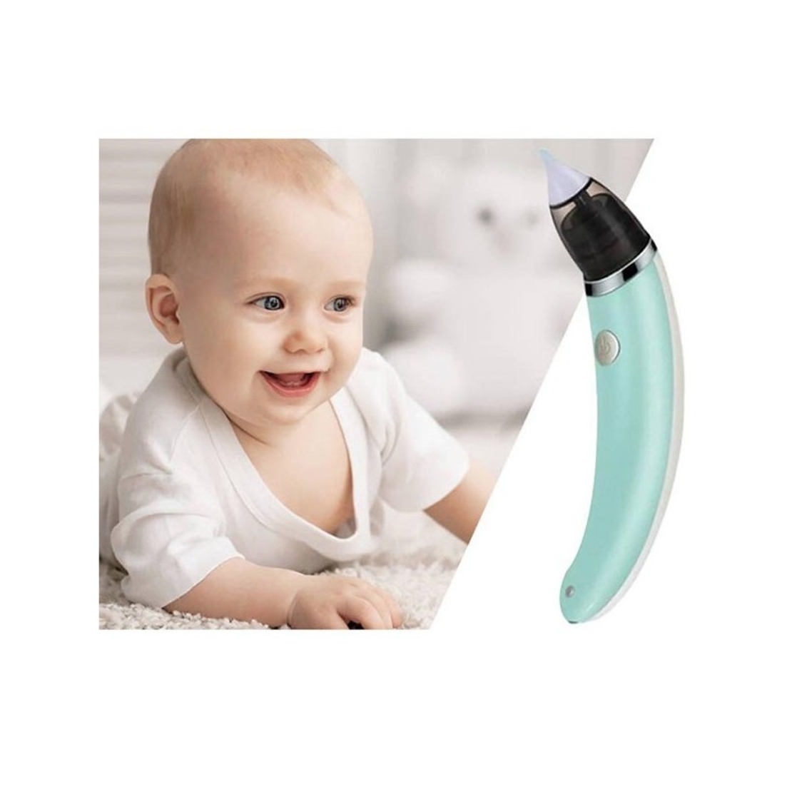 Aspirator Nazal pentru Copii - 5 Trepte de Putere, 2 Capete de Silicon, Albastru