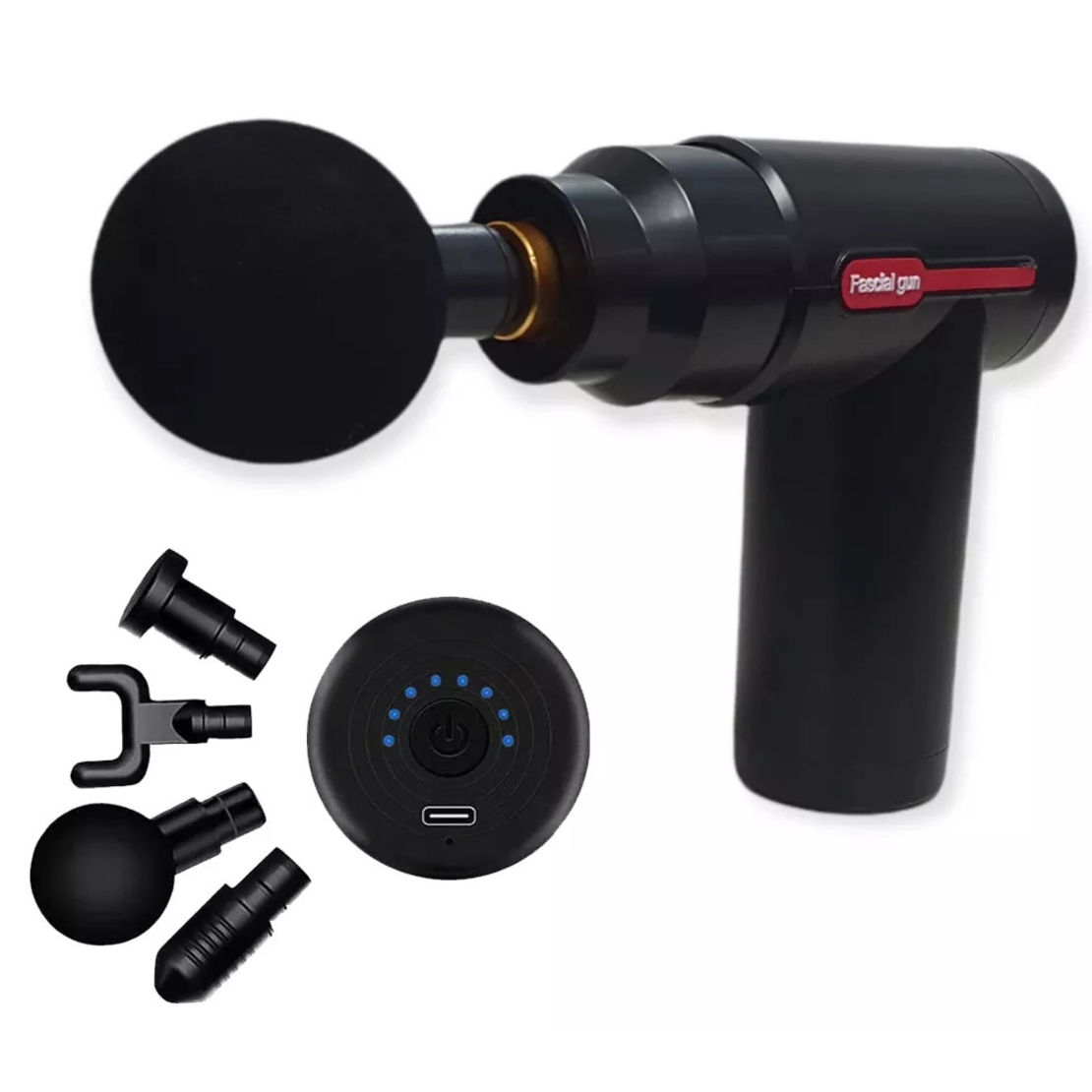 Pistol de masaj, Cu vibratii, 6 trepte, Incarcare USB, Negru