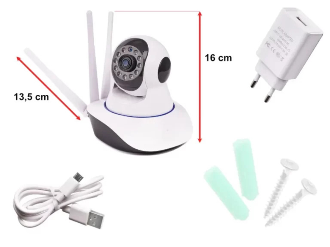 Camera de supraveghere HD cu rotire 360, WiFi, 3 Antene, cu Monitor Bebe Night Vision si Rotire Automata, Neo™ Camy-Cam®